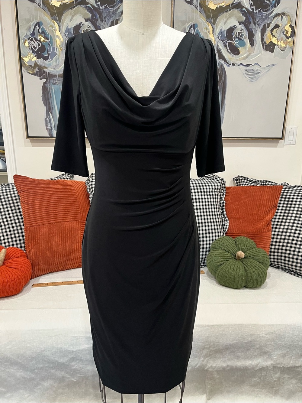 Ralph Lauren Black Cowl Neck Midi Dress